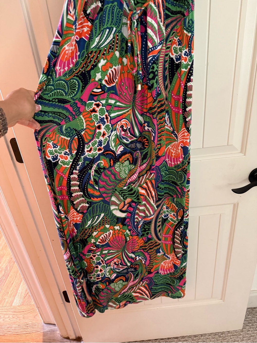 Laundry By Shelli Segal Multicolor Tropical Print Chain Halter Keyhol Maxi Dress - Picture 8 of 8